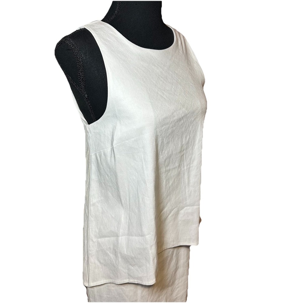 Linen Blend Antonio Melani White Shift Tiered Dress Preppy Cocktail Sz 4 Lined - Picture 3 of 15